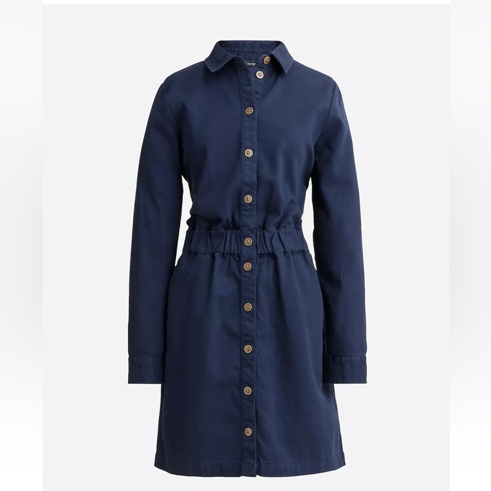 J. Crew Navy Button-Front Shirt Dress